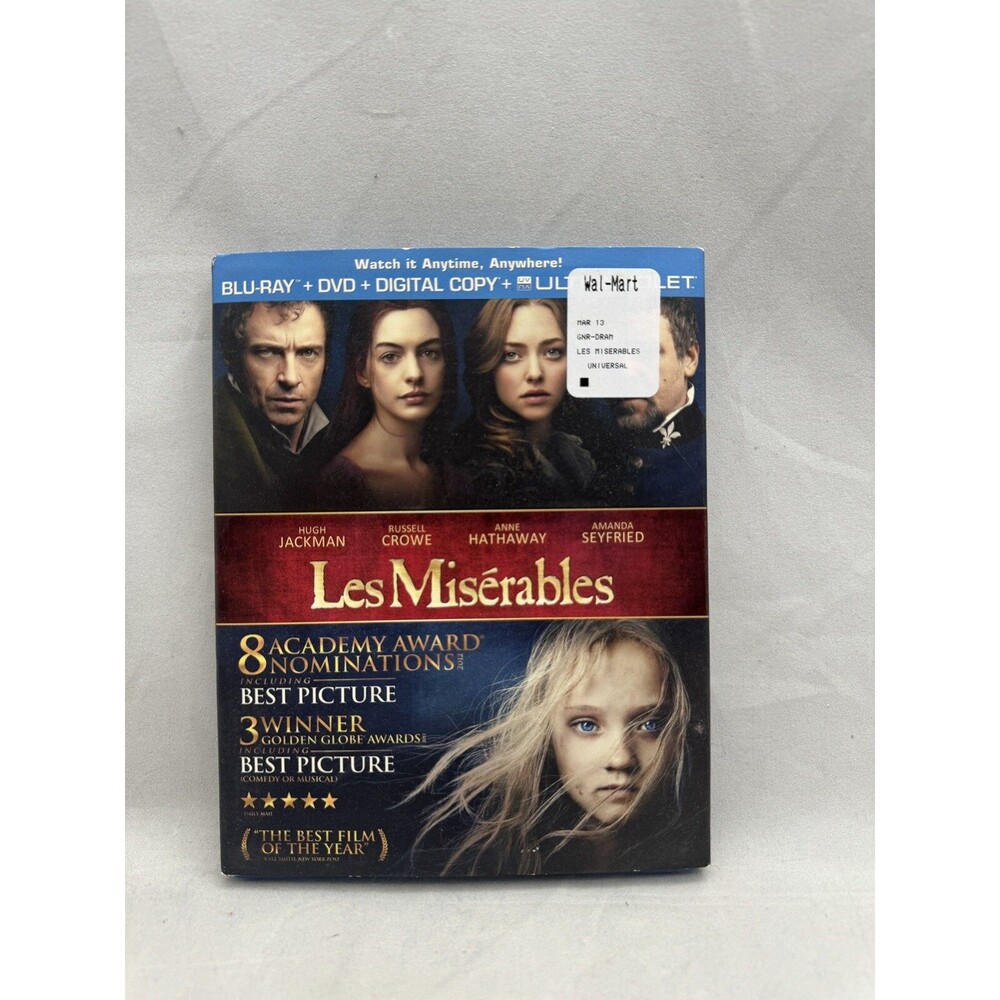 Les Miserables Blu-Ray Slip Cover Movie DVD Hugh Jackman Anne Hathaway